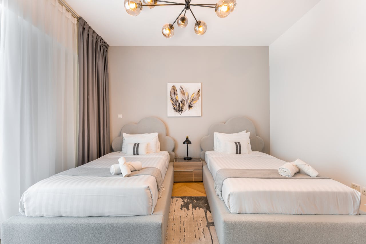 Two Beds in a Hotel Bedroom